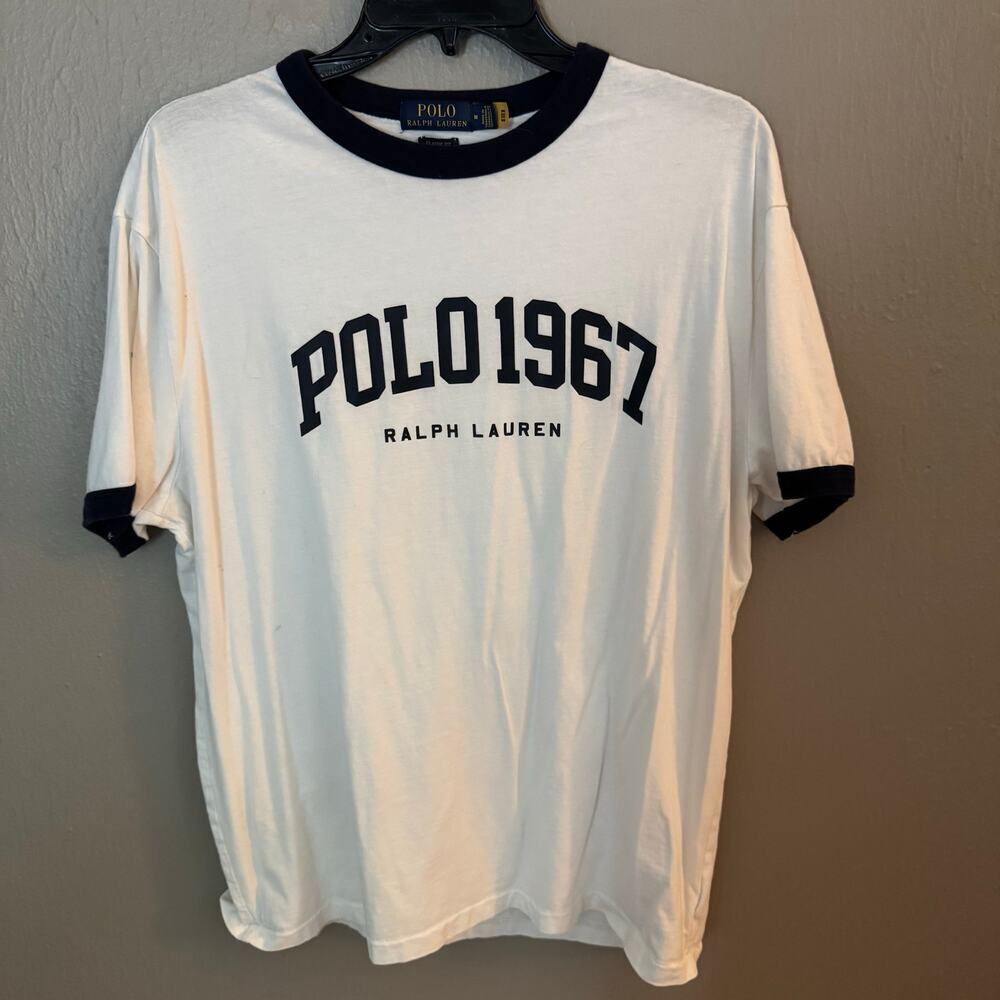 POLO RALPH LAUREN Polo Navy Blue Logo T-Shirt Size Medium casual comfort